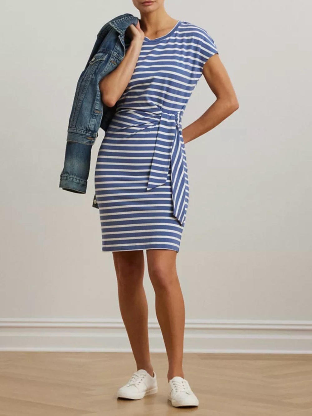 Polo Ralph Lauren Women’s XS Blue White Striped Twist Front Cotton Dress
